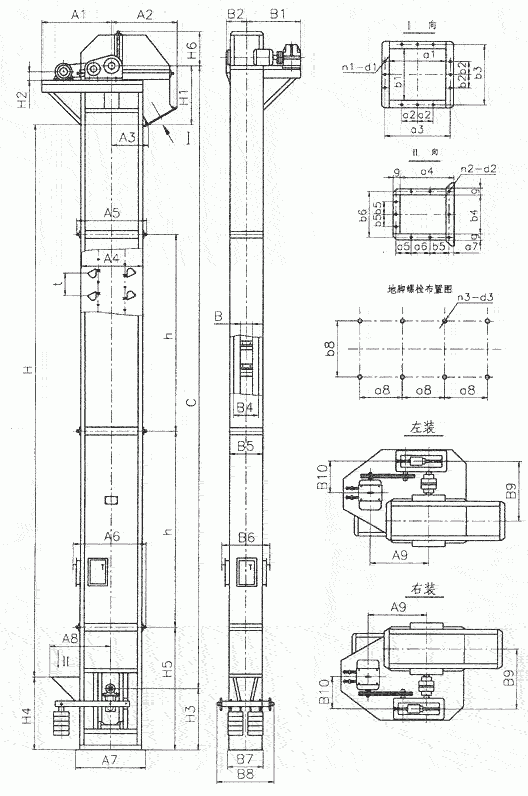 常見的TD、TH、NE斗提機(jī)標(biāo)準(zhǔn)地腳孔參數(shù)